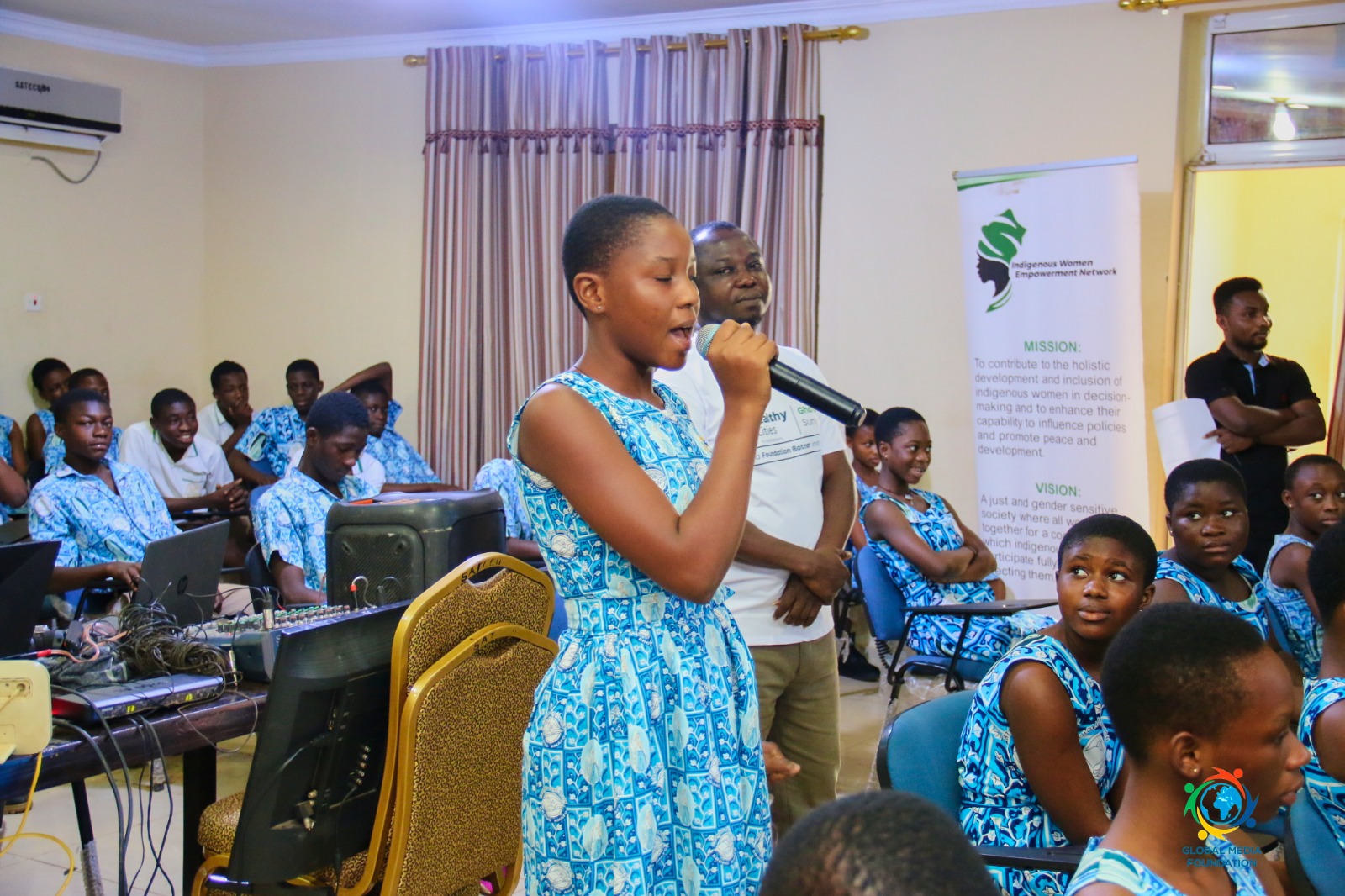 An adolescent speaking at a school-based session